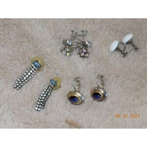 Vintage earring lot rhinestone jewelry mixed pierced and screw back